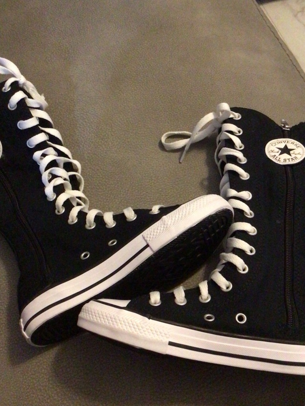 Converse Black and White High Top Lace-Up Sneakers